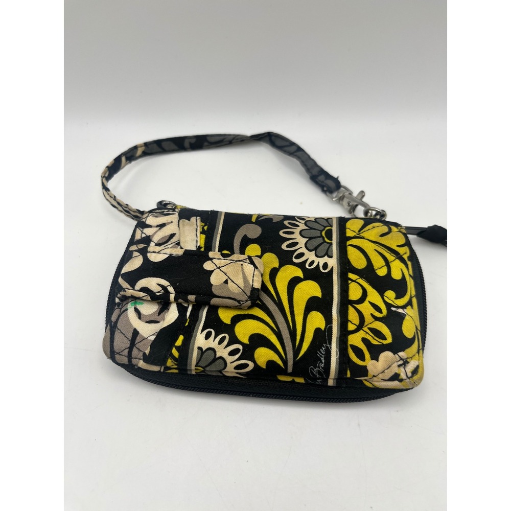 Vera Bradley Wristlet Wallet‎ Womens Provencal Floral Quilted Yellow Black